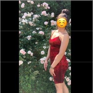 Fashion Nova Velvet Kiki Burgundy Dress Size M